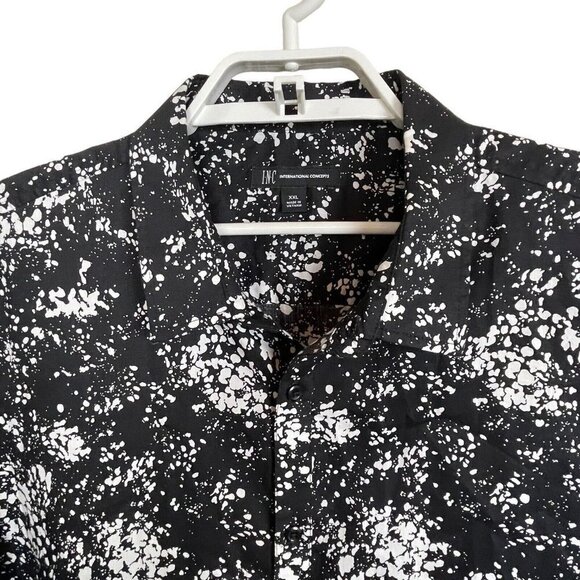 INC International Concepts Size XXL Black White Paint Splatter Pattern Button Up - Picture 2 of 6